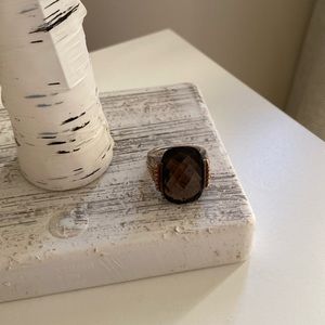 Smoky Quartz Two Tone Ring Size 6